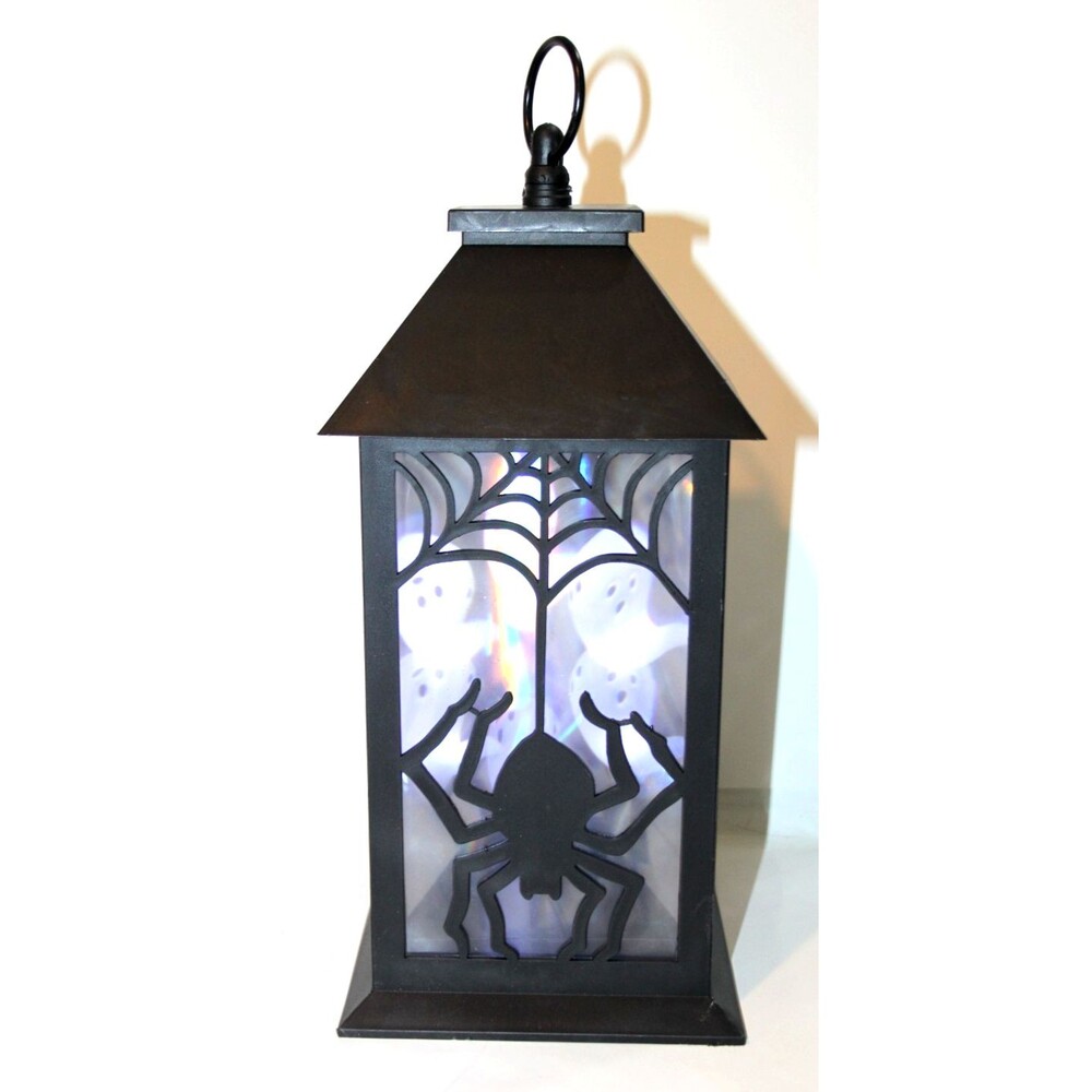 Halloween Black Spider Silhouette Lantern Lite 3D Flying Ghost Lamp Spooky 13"